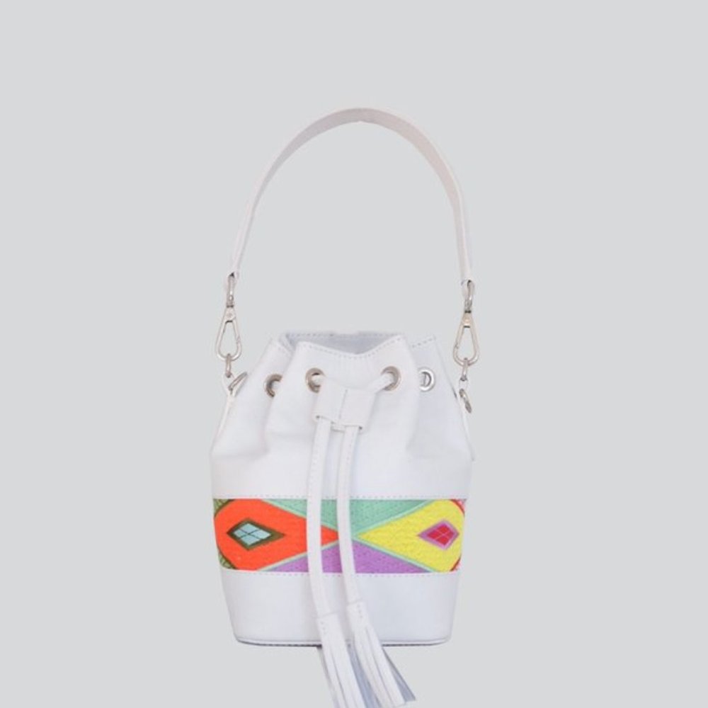 MKLM x Rocky Barnes Soleil Mini Bucket Bag - Graine White